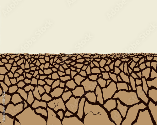 Dry cracked earth. Vector drawing