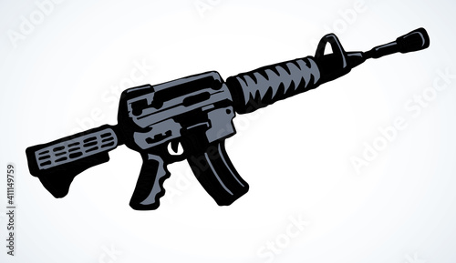 Submachine gun. Vector drawing object