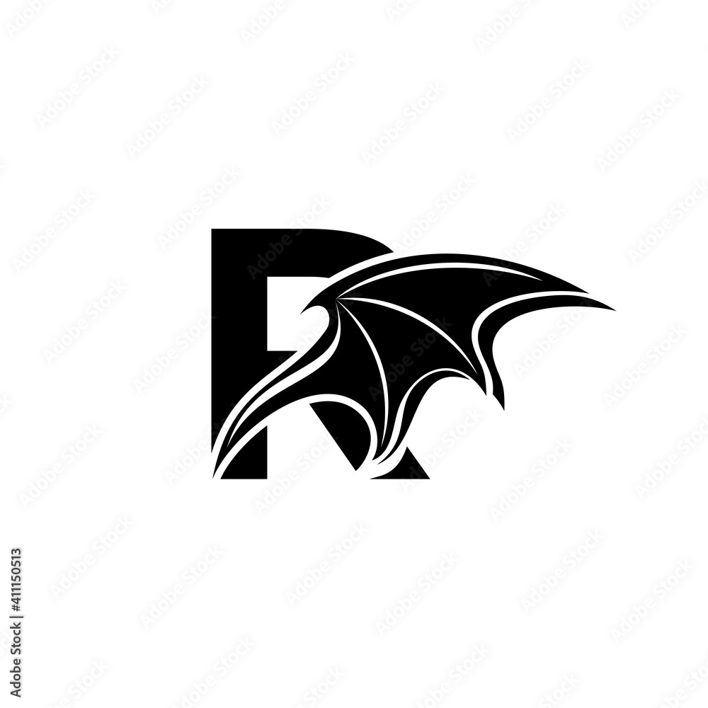 Initial letter R logo and Dragon wings symbol. Wings design element, initial Letter R logo Icon, Initial Logo Template Initial letter R logo and Dragon wings symbol. Wings design element, initial Letter R logo Icon, Initial Logo Template