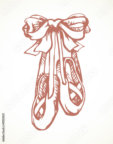 Ballet shoes. Vector drawing icon
