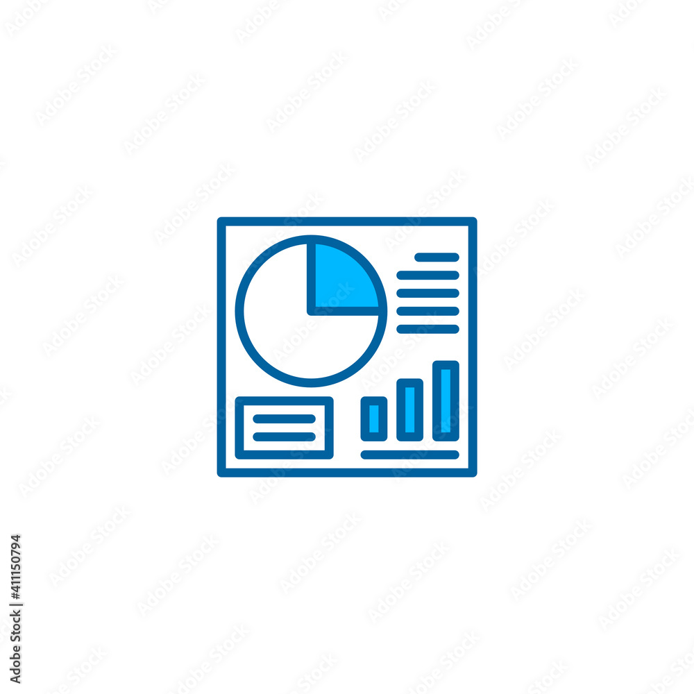 Diagram data manager dashboard illustration icon in blue color style. Vector Diagram data manager dashboard illustration icon in blue color style. Vector