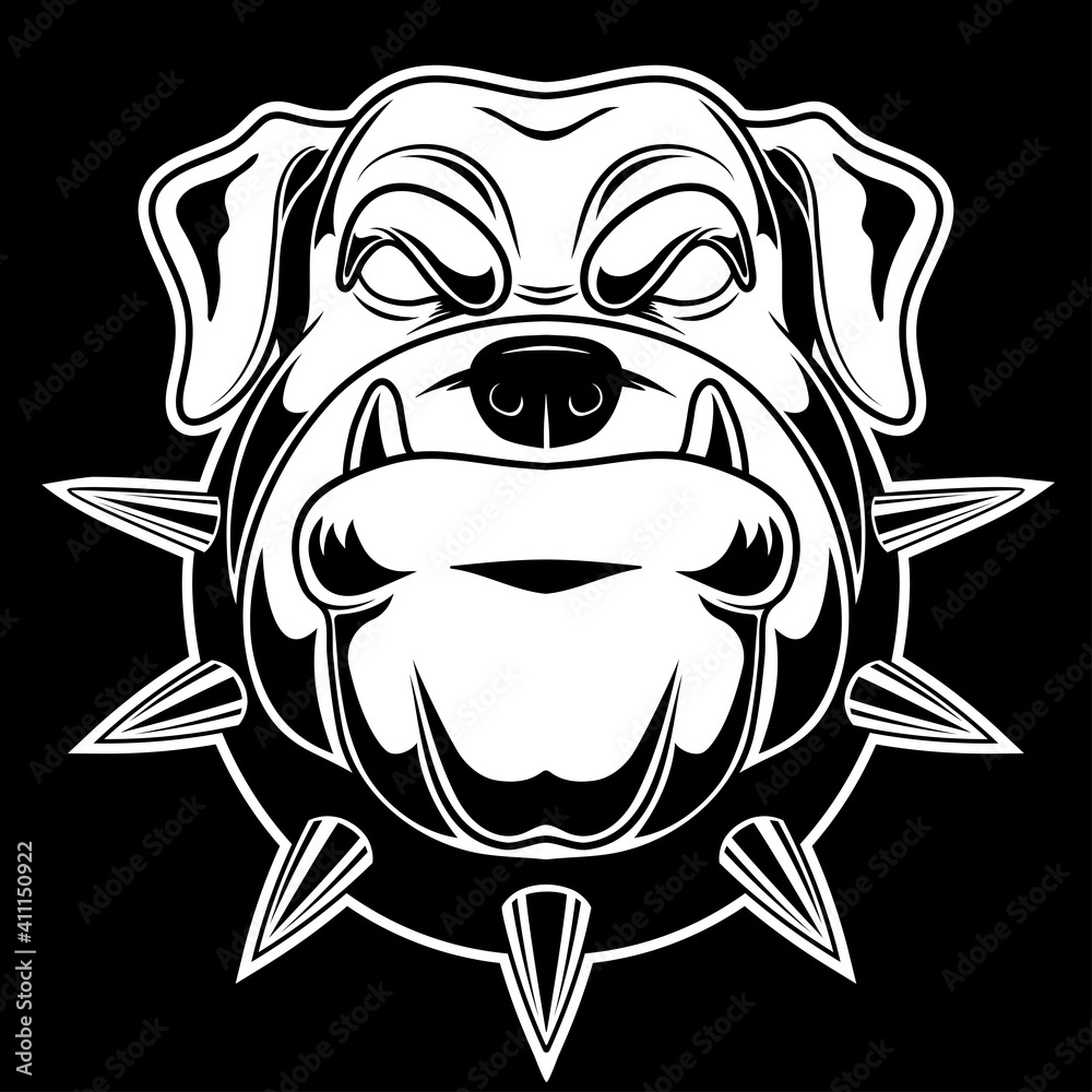 Black white Vector Illustration Of A Bulldog Angry Bulldog For A T
