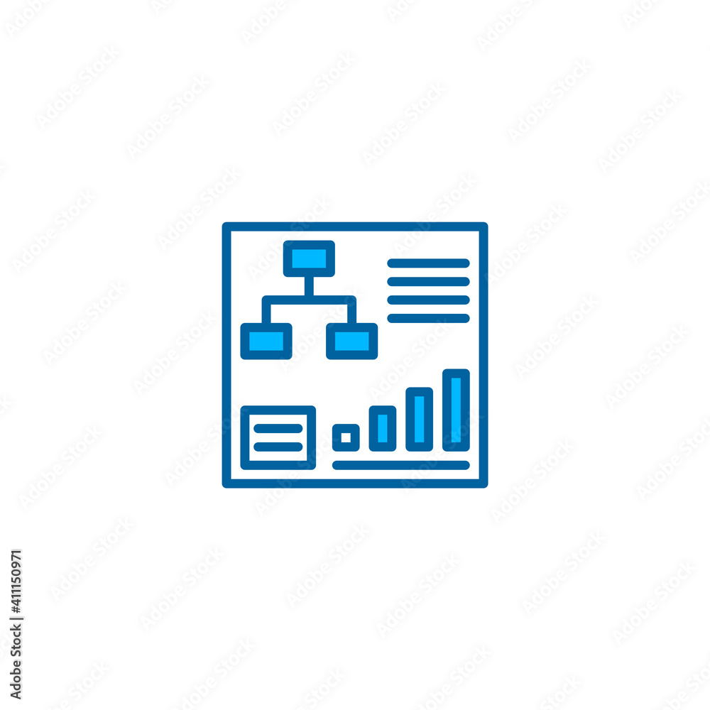 Organization manager dashboard illustration icon in blue style. Vector Organization manager dashboard illustration icon in blue style. Vector