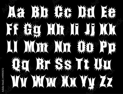 Vector drawing font isolated on white background. Uppercase and lowercase letters of the Latin alphabet