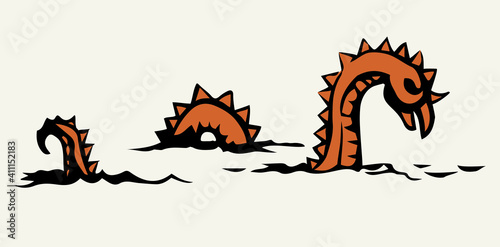 Leviathan. Sea monster. Vector drawing