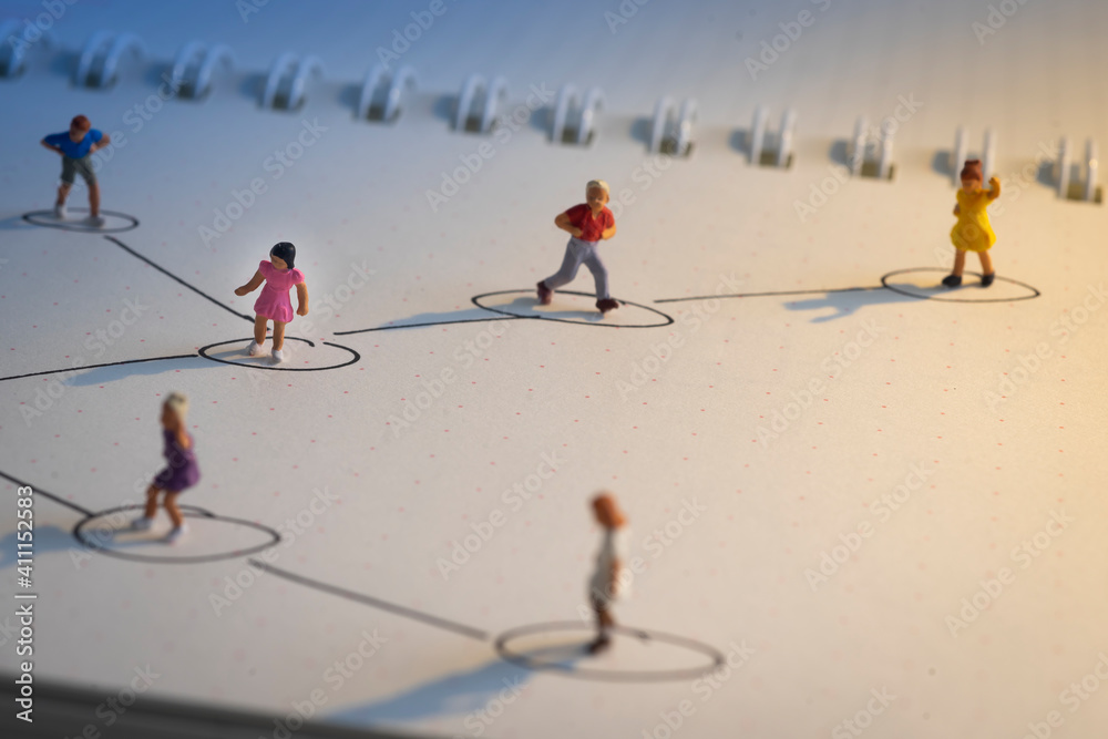 School kids play with distancing School kids play with distancing