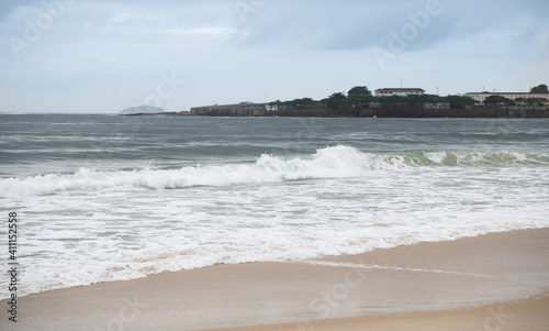 Fototapeta Naklejka Na Ścianę i Meble -  Ocean surf on the beach of Copacabana. Rio de Janeiro, February 2020