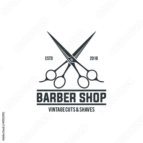 Retro Barbershop Abstract Vector Sign, Emblem or Logo Template