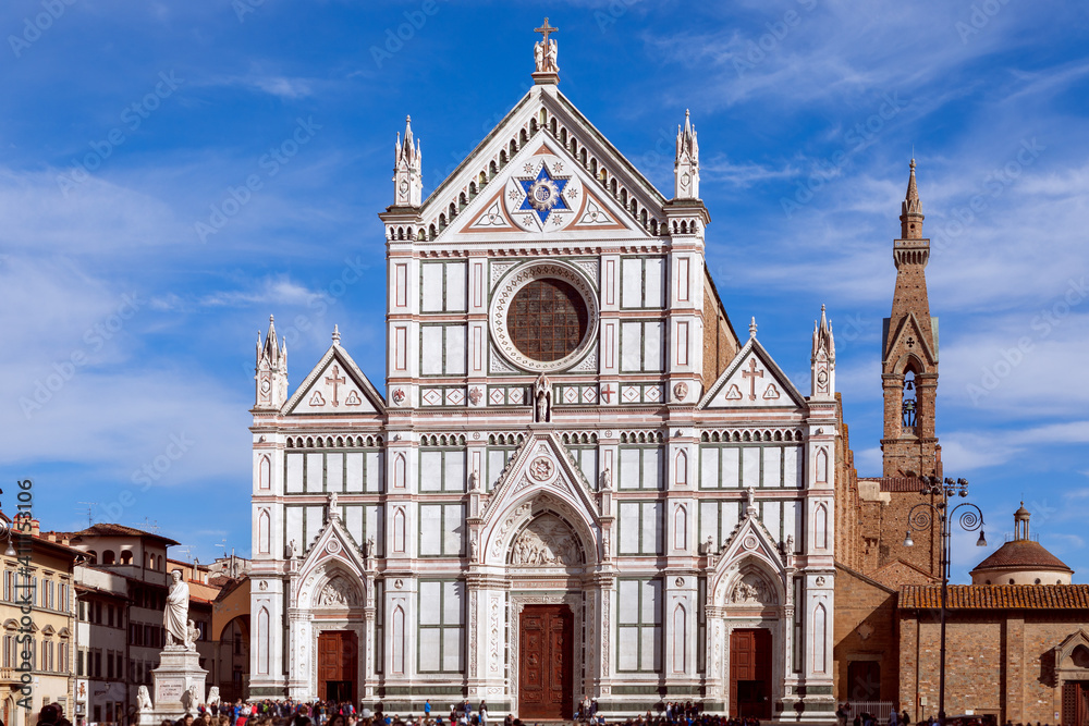 Beautiful view of Basilica of the Holy Cross (Basilica di Santa Croce) in Florence, Italy