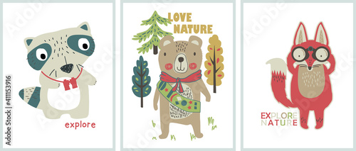 nordic style poster for kids with nature and camping theme