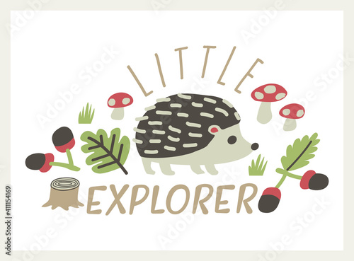 nordic style poster for kids with nature and camping theme