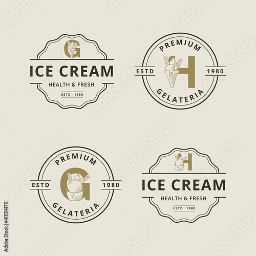 Letter G and H with abstract ice cream logo template 