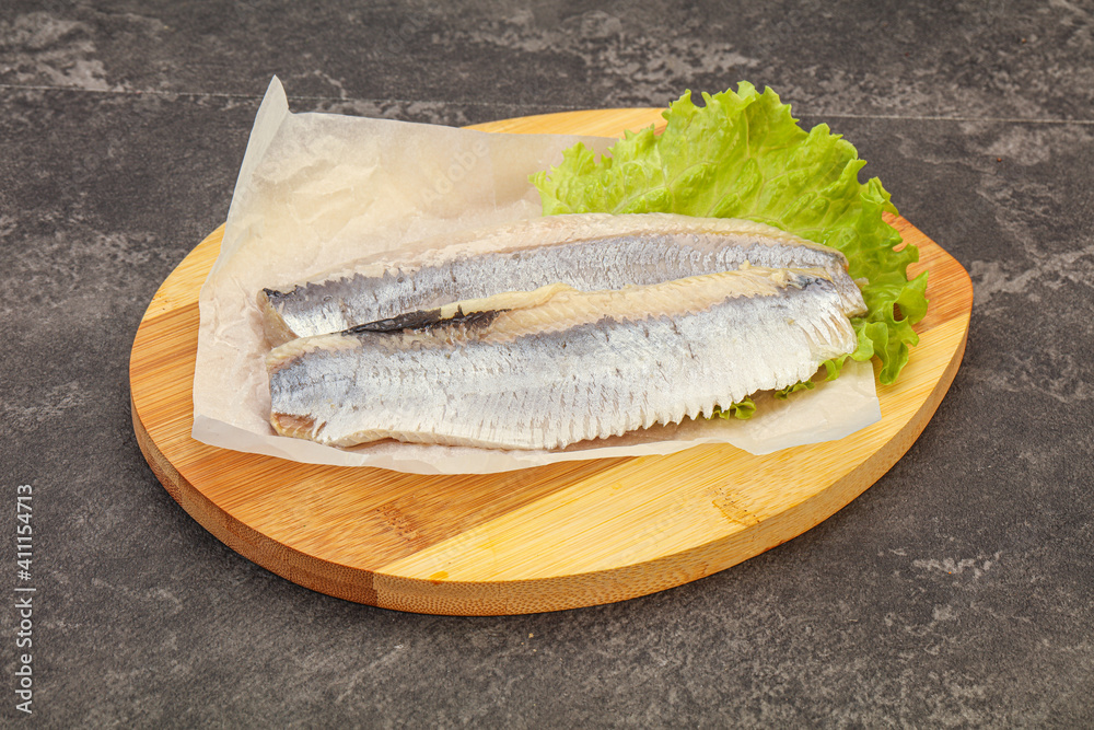 Herring fillet with salad leaves Herring fillet with salad leaves