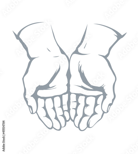 Praying hands. Vector drawing icon