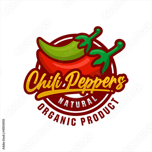Chili pepper natural organic product premium logo