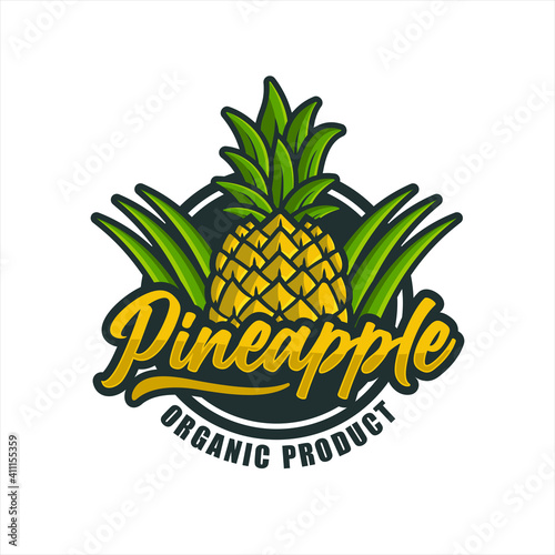 Pineapple organic product design premium logo