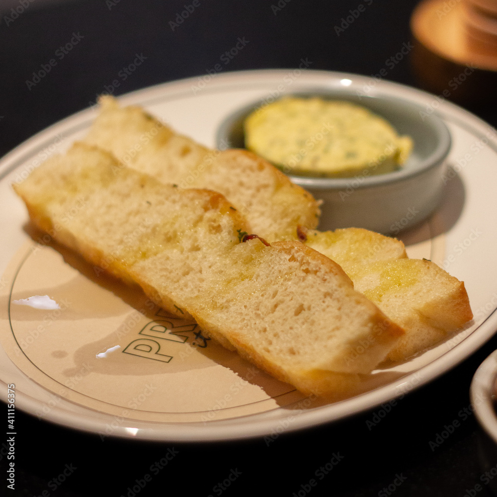Focaccia bread with herb butter Focaccia bread with herb butter