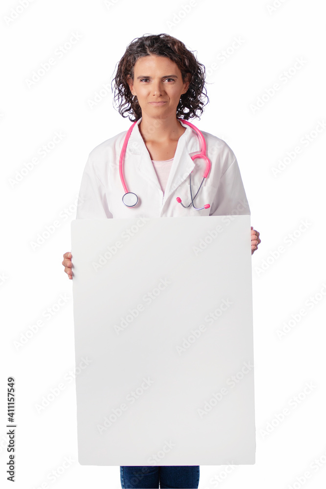 Female doctor with pink stethoscope Female doctor with pink stethoscope