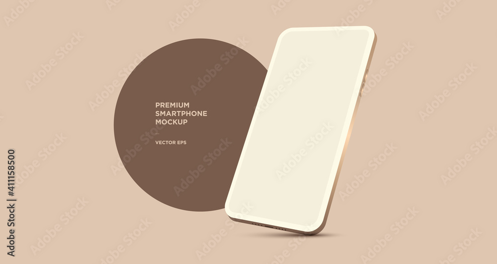 Minimalist modern golden rose luxury clay mockup smartphones for presentation, application display, information graphics etc. Vector EPS.