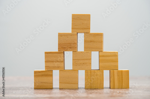 Ten Blank wooden square cube mock ups with a simple plain background