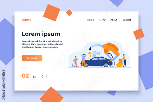 High price for car fuel concept. People wasting money for gasoline, changing car for scooter, saving cash. Flat vector illustration for economy, refueling, city transport concept
