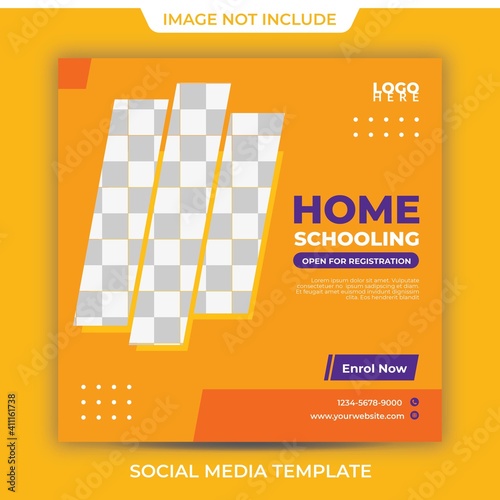 modern square template for social media back to school home schooling class