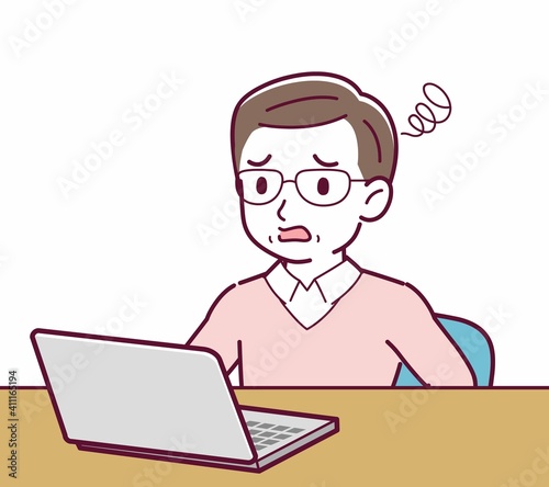 Elderly man in red sweater