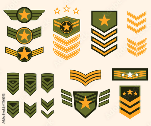 Military stripes, emblems. Logos of military groups. Special military insignia