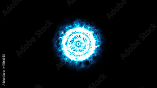 Colorful abstract of shock wave glowing blazing light burning texture element on black background for design content