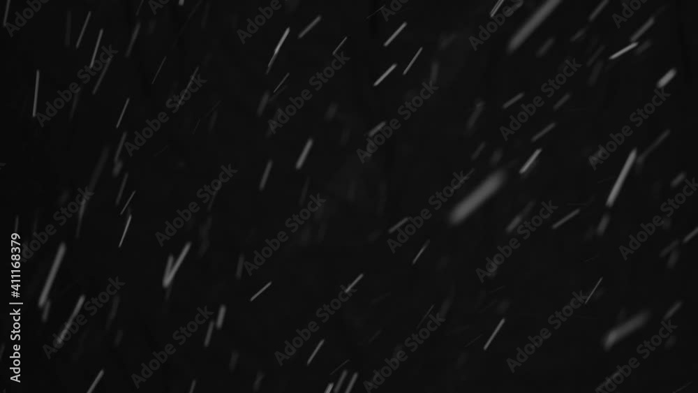 real falling snow black background, winter snowing, 4k isolated for overlay