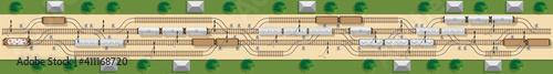 Railway. Logical game. View from above. Vector illustration.