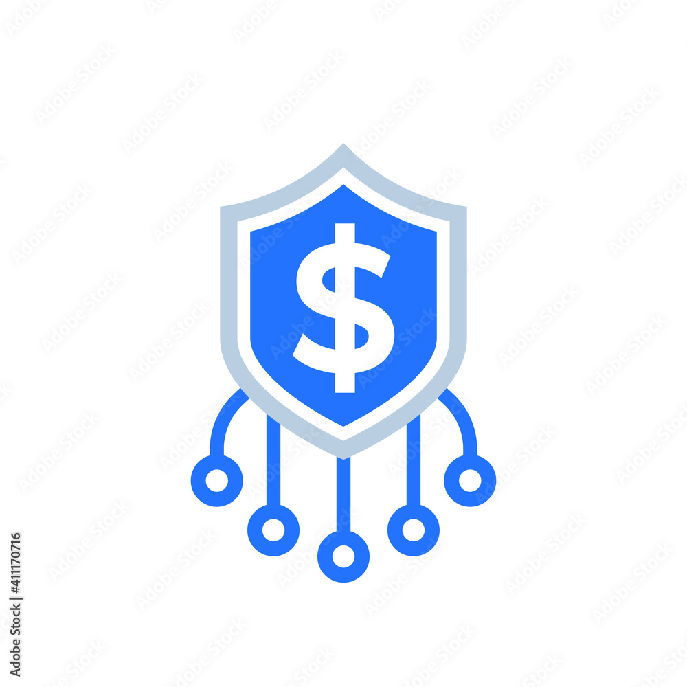 Shield with dollar icon, insurance concept Shield with dollar icon, insurance concept
