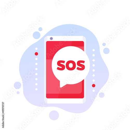 SOS message icon with a phone