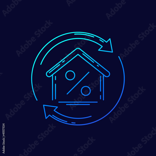 Fotobehang mortgage refinance line icon for web
