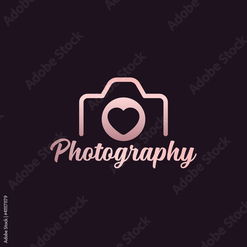 photography logo design with camera and a heart