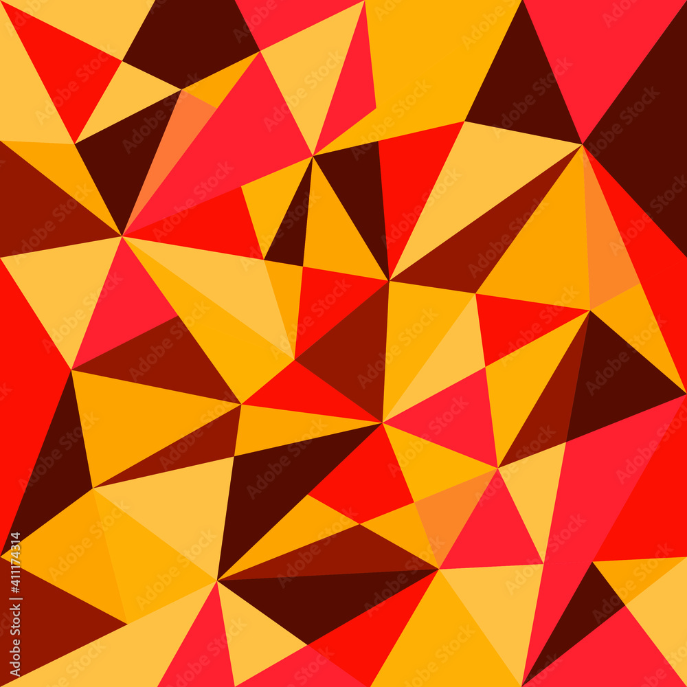 Fototapeta premium Abstract geometric background with triangles. Red, yellow, brown colors.