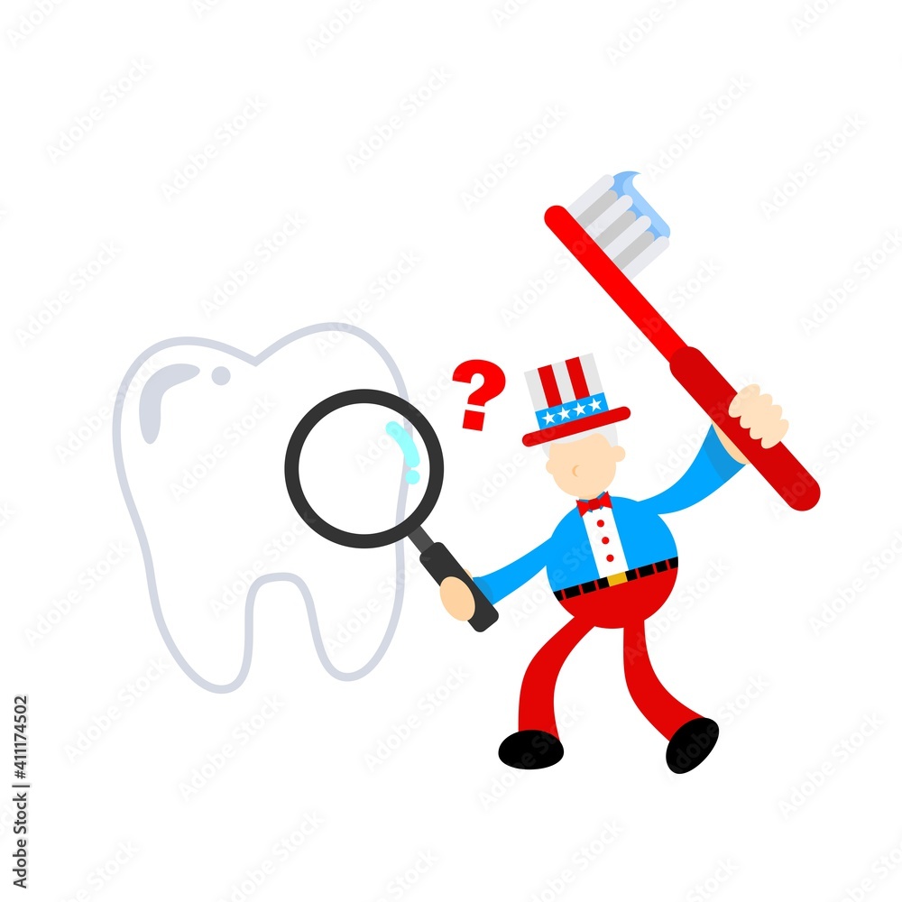 uncle sam america and dental care cartoon doodle flat design style vector illustration uncle sam america and dental care cartoon doodle flat design style vector illustration