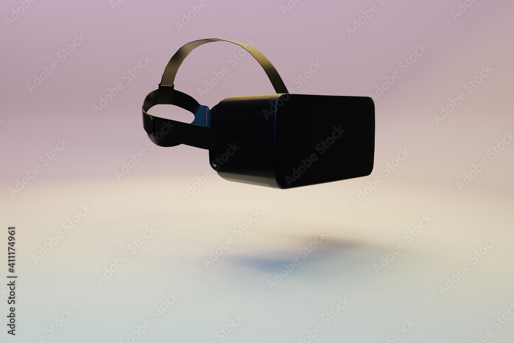 VR Goggles Headset with pastel tone color. Modern Tech Design in Minimal Style. Trendy duotone effect. Perspective view. 3D render Illustration VR Goggles Headset with pastel tone color. Modern Tech Design in Minimal Style. Trendy duotone effect. Perspective view. 3D render Illustration