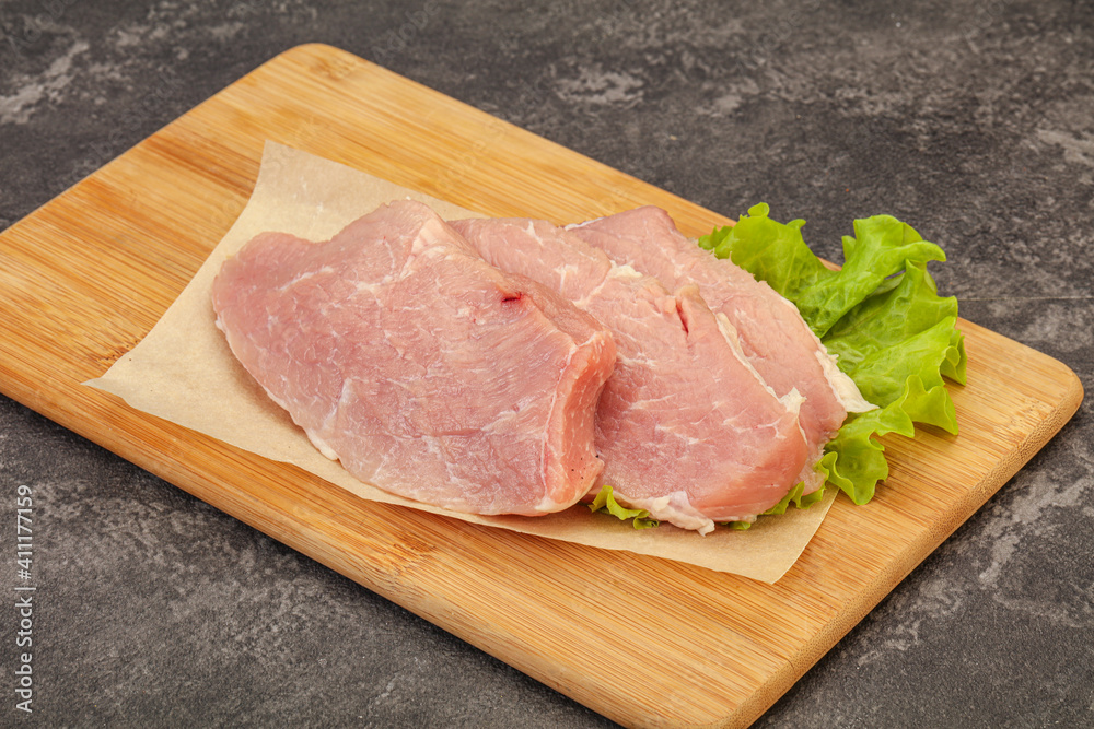 Raw pork steak for cooking