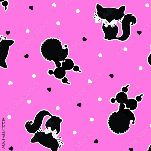 Cute baby Cat pattern vector illustration.