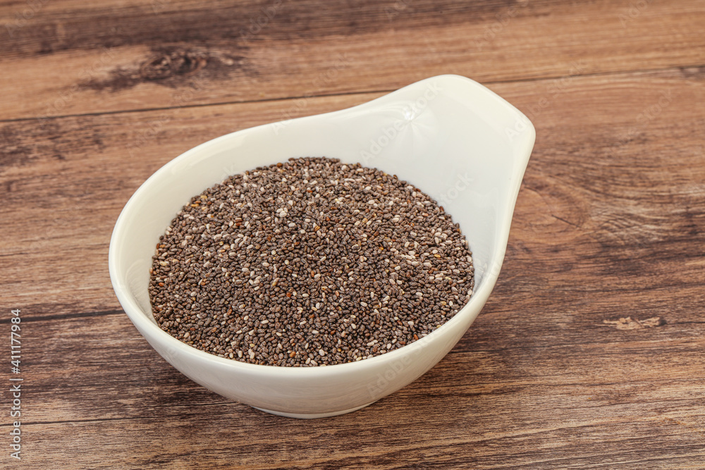 Seasoning chia seeds in the bowl Seasoning chia seeds in the bowl