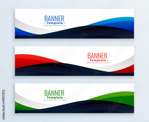 wavy web business banners headers set
