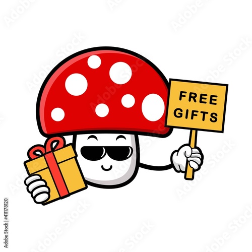 cute mushroom cartoon mascot character