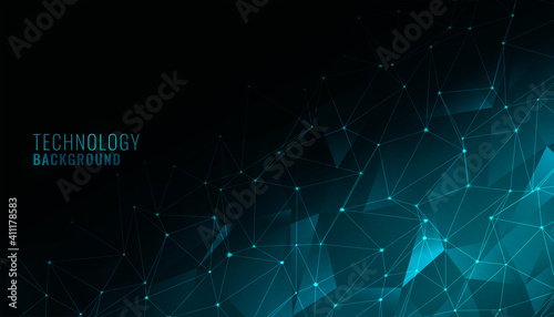 digital low poly technology background with network mesh photo