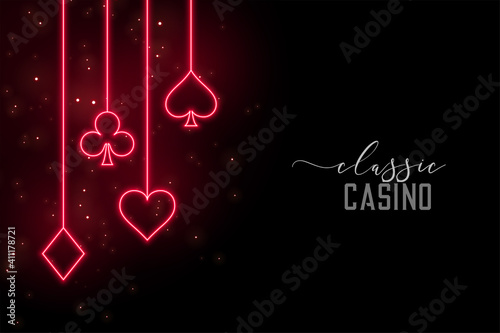Valokuvatapetti red neon casino symbols background