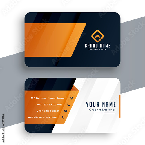 orange business card modern template design