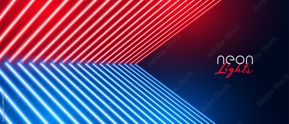 red and blue neon light lines background