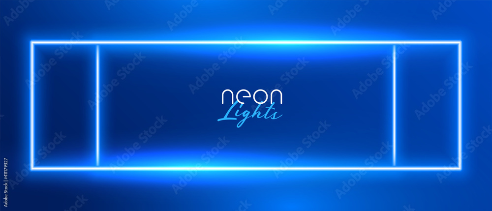 blue neon rectangle frame background design