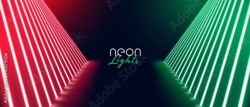 red green neon stage path floor banner design
