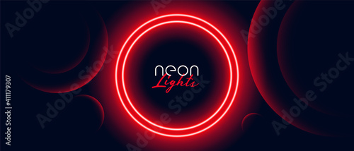 red neon circle light frame banner design